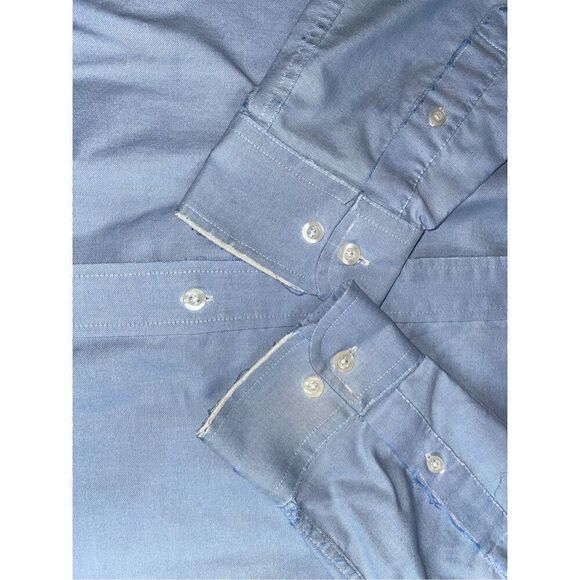 Saddlebred Easy Care Oxford Blue Mens Button Up Long Sleeve Size 16.5 Neck - Picture 4 of 10